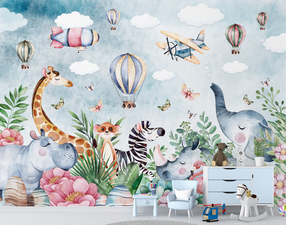 Cute Animal Jungle Wallpaper For Kids Room