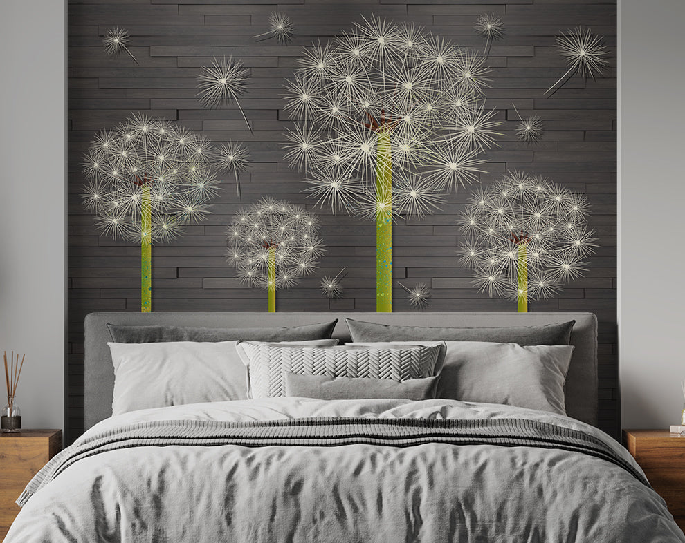 Dandelion Flowers Floral Leaves Wallpaper