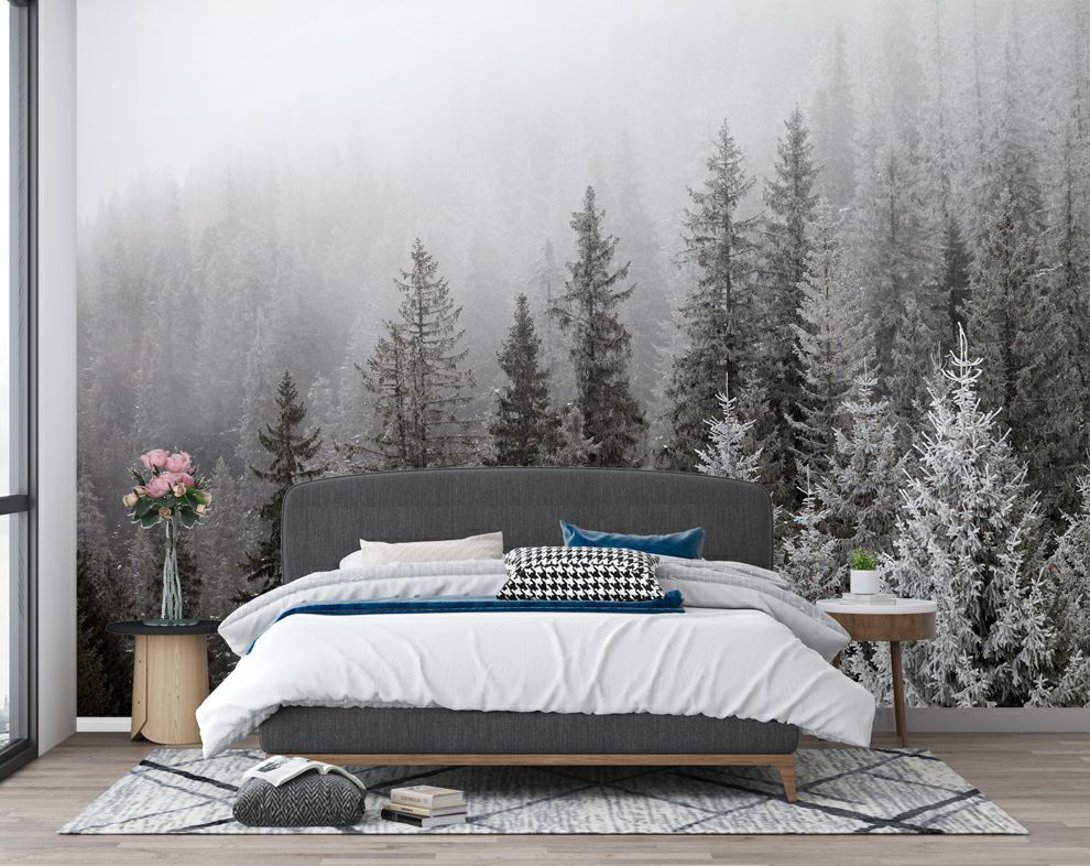 Misty Mountain Forest 3D Landscape Wallpaper