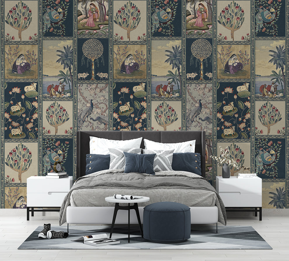 Bedroom - Indian Heritage Wall Mural Wallpaper, Custom Size
