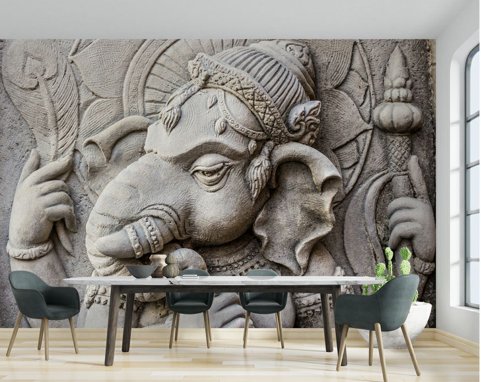 3d Lord Ganesha wall mural wallpaper | 3d Ganesha hallway wallpaper