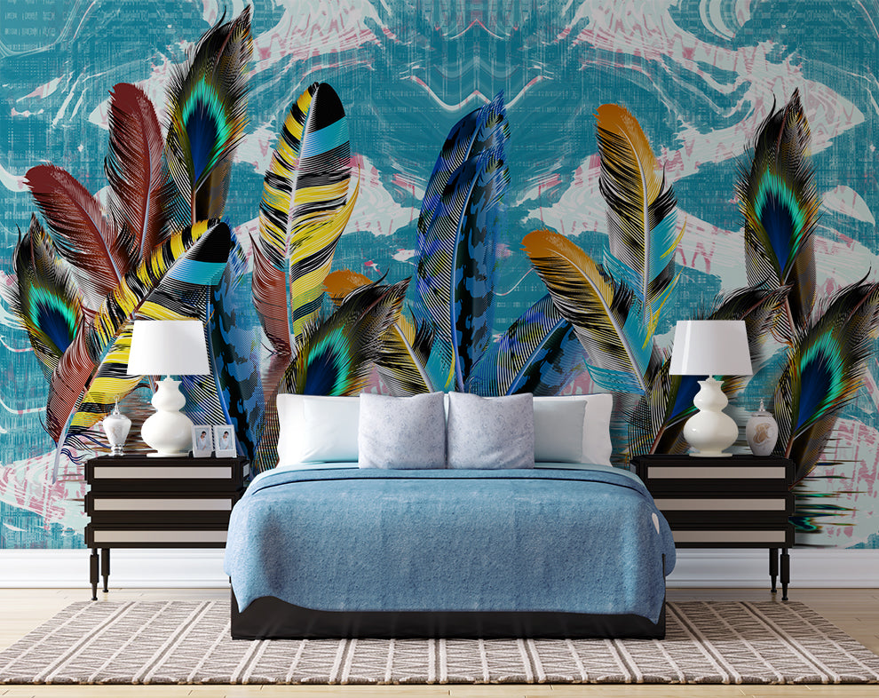 3D Beautiful Colorful Feather Wallpaper