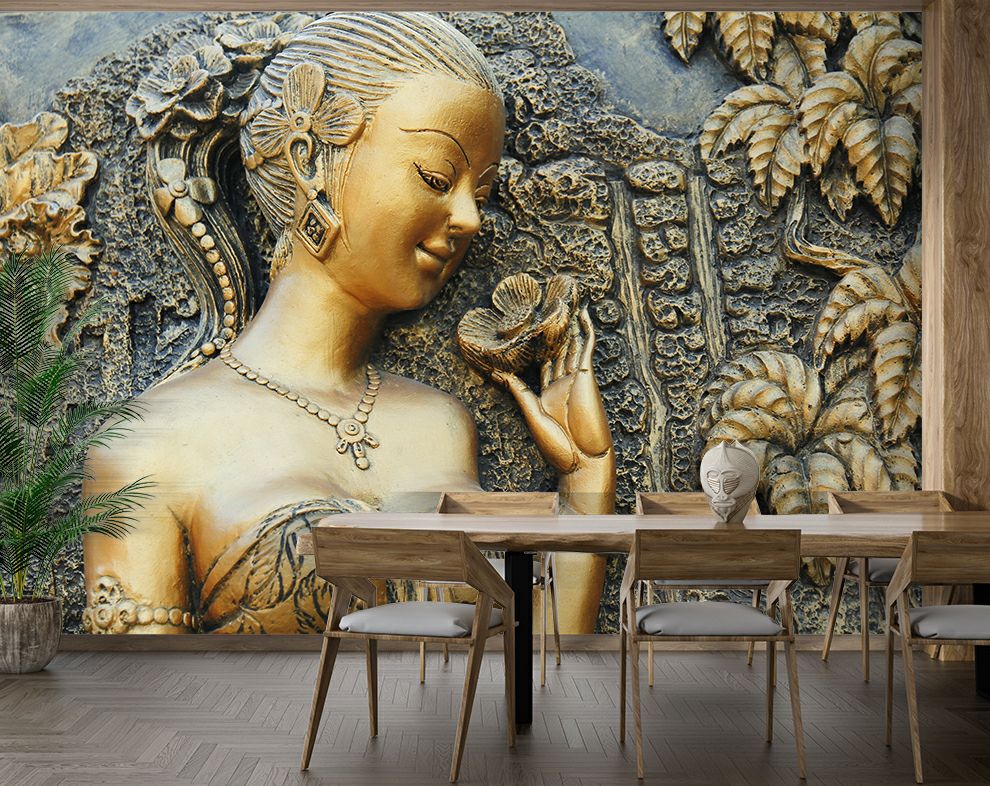 Pretty Women Sculpture 3D Wall Mural Wallpaper