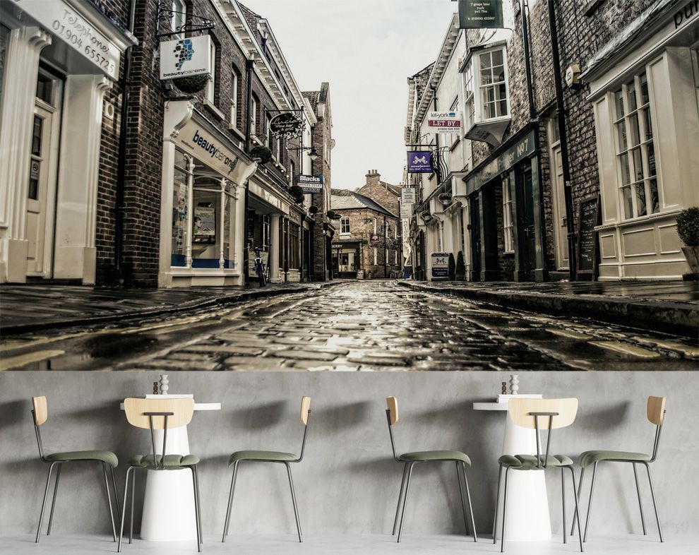 Old Street Wall Mural, The Town Wallpapers 3D Space Decor Paintings