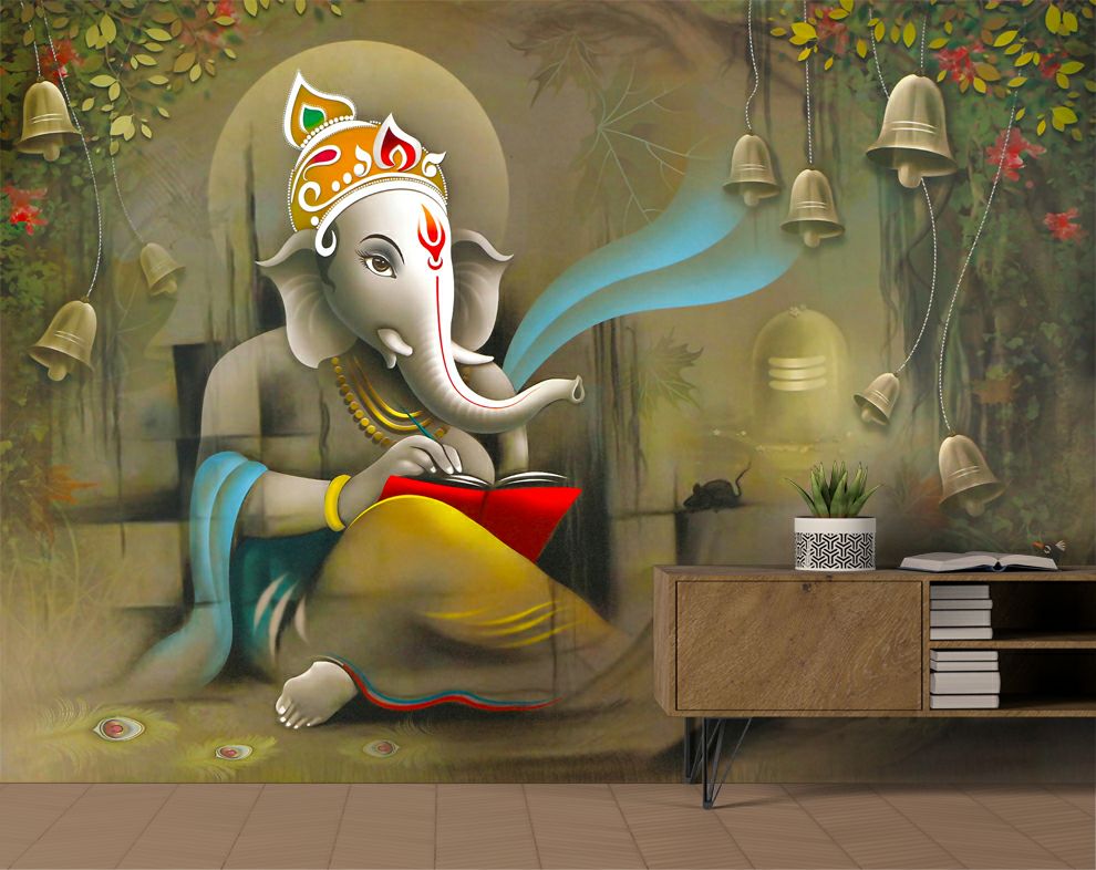 God Ganesha 3D Mural Wallpaper For Living Room