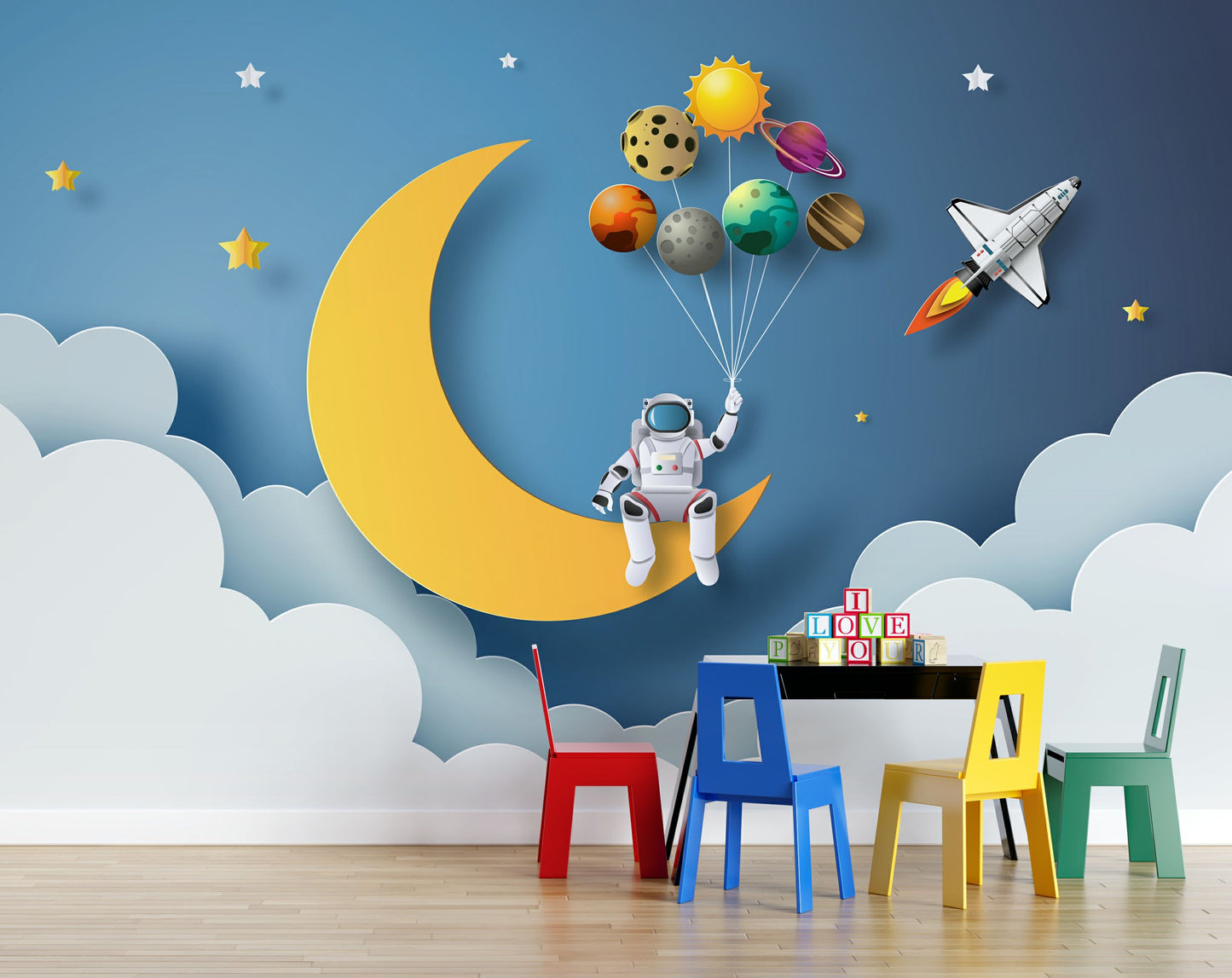 Star Space Wallpaper | Kids Room Wallpaper | Nursery Baby Wallpaper