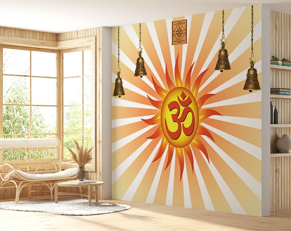 Om Art Wallpaper For Pooja Room | Om wallpaper for walls