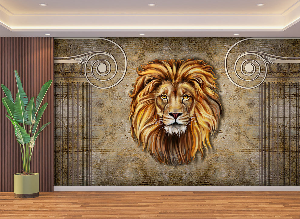 3D Animal Gold Lion Wallpaper