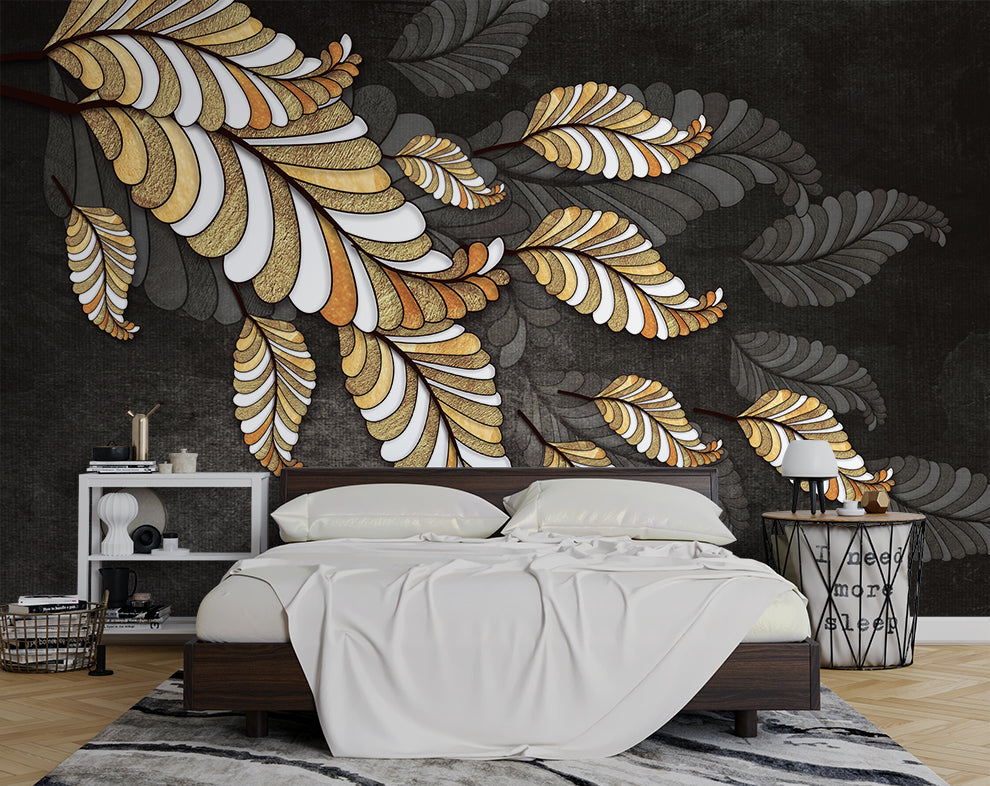 Golden Diamond Feather Art Texture Wallpaper