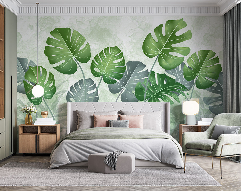 Watercolor Green Tropical Wallpaper