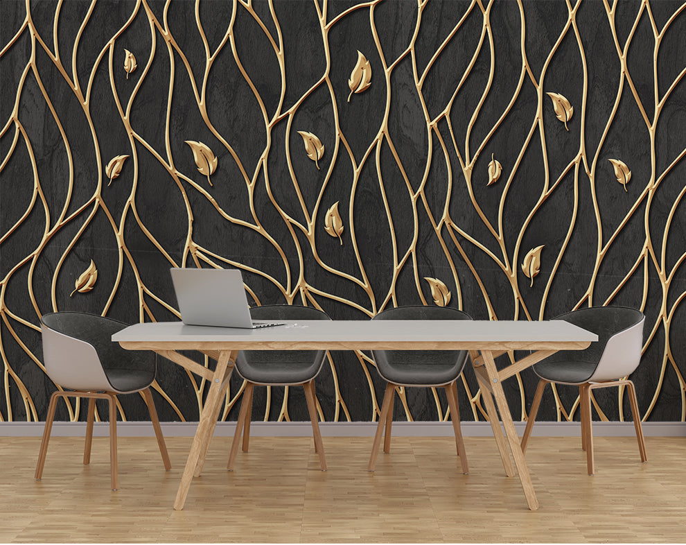 3D Golden Curve linear Wallpaper