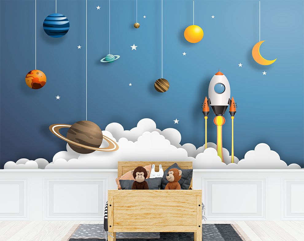 Kids 3D Mural Space 3D Wallpaper