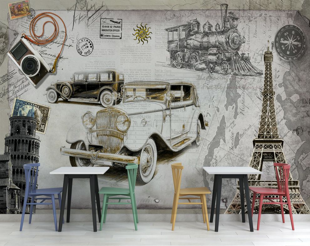 3D Wall Murals European Style Mural Retro Architectural Wallpaper