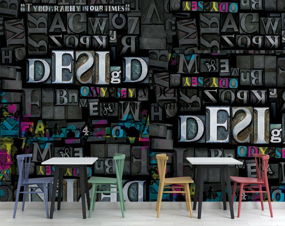 3D Alphabets Design Pattern Wallpaper