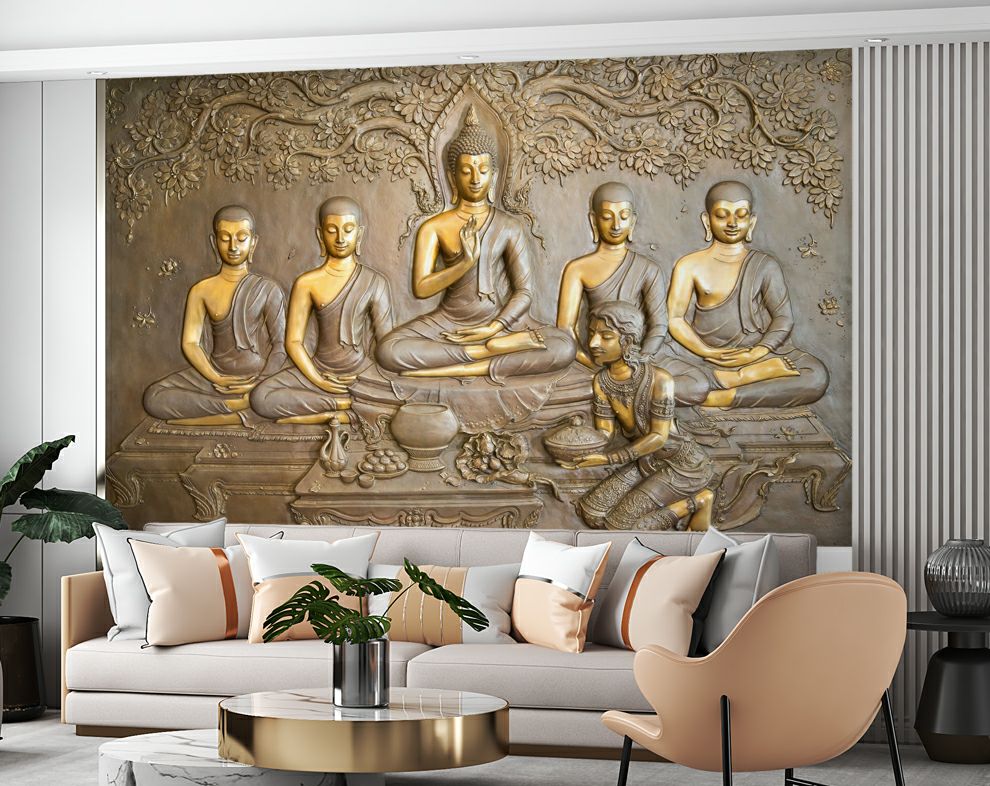 Customize 3D Wallpaper with Gautam Buddha And Shish WAllpaper