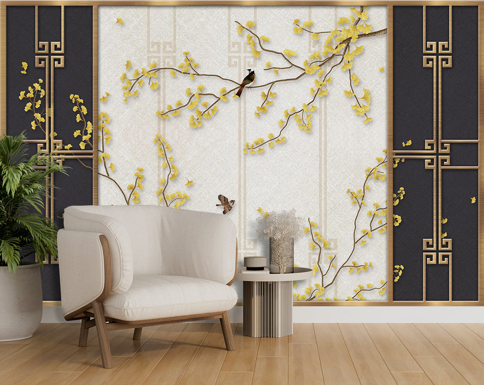 3d chinese floral and bird wallpaper