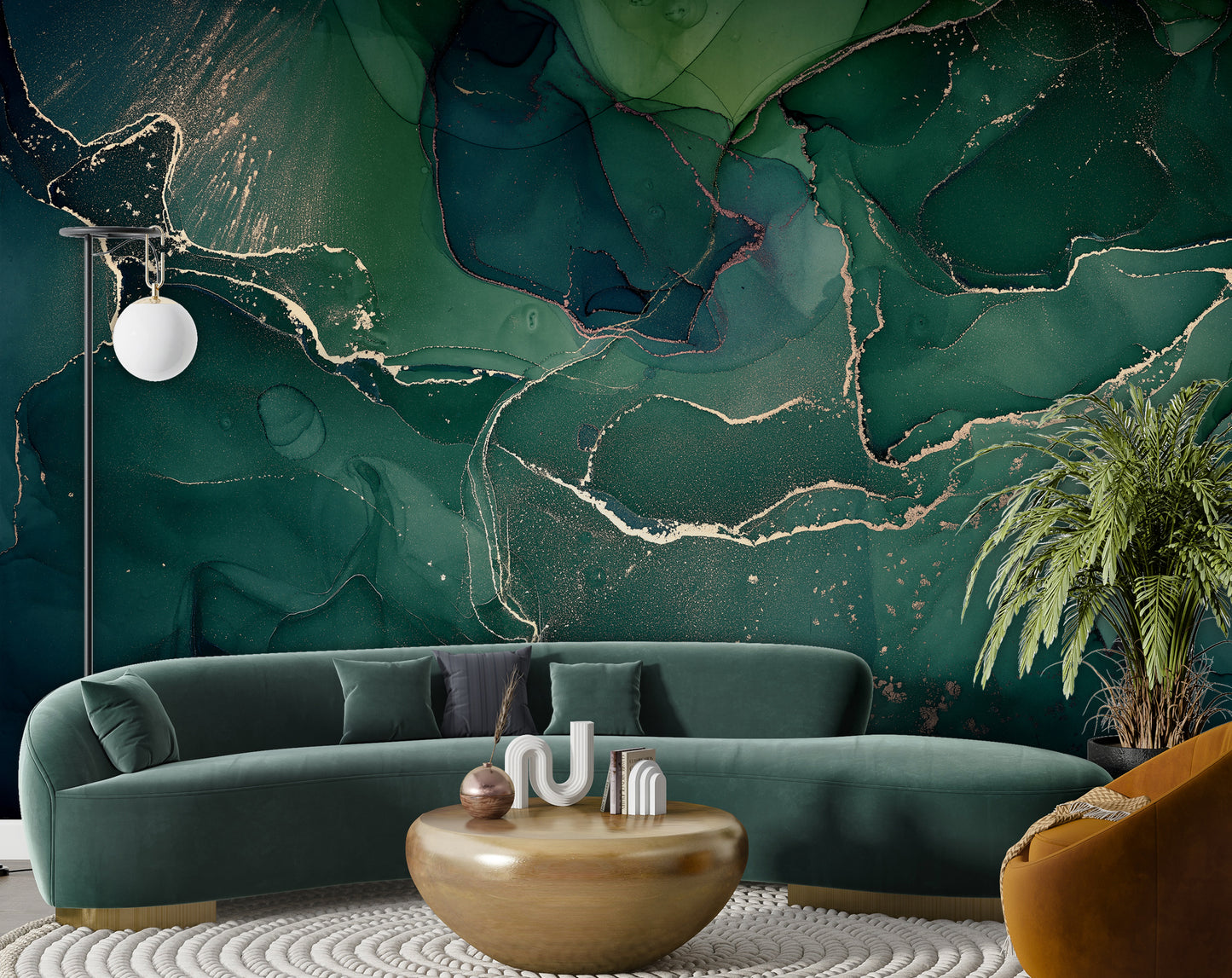 Abstract Marble Wallpaper | Mural Green Marble Wallpaper