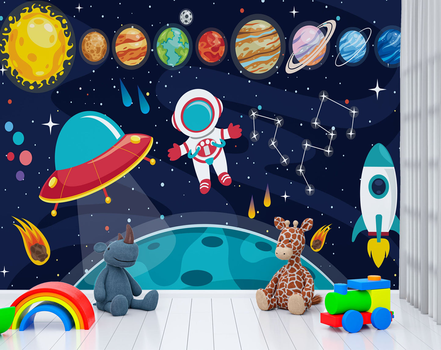 Colorful Planets Of Solar System Kids Wallpaper
