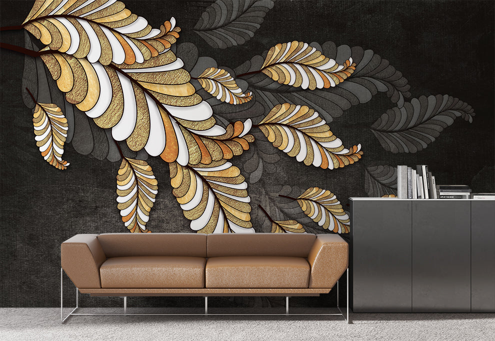 Golden Diamond Feather Art Texture Wallpaper