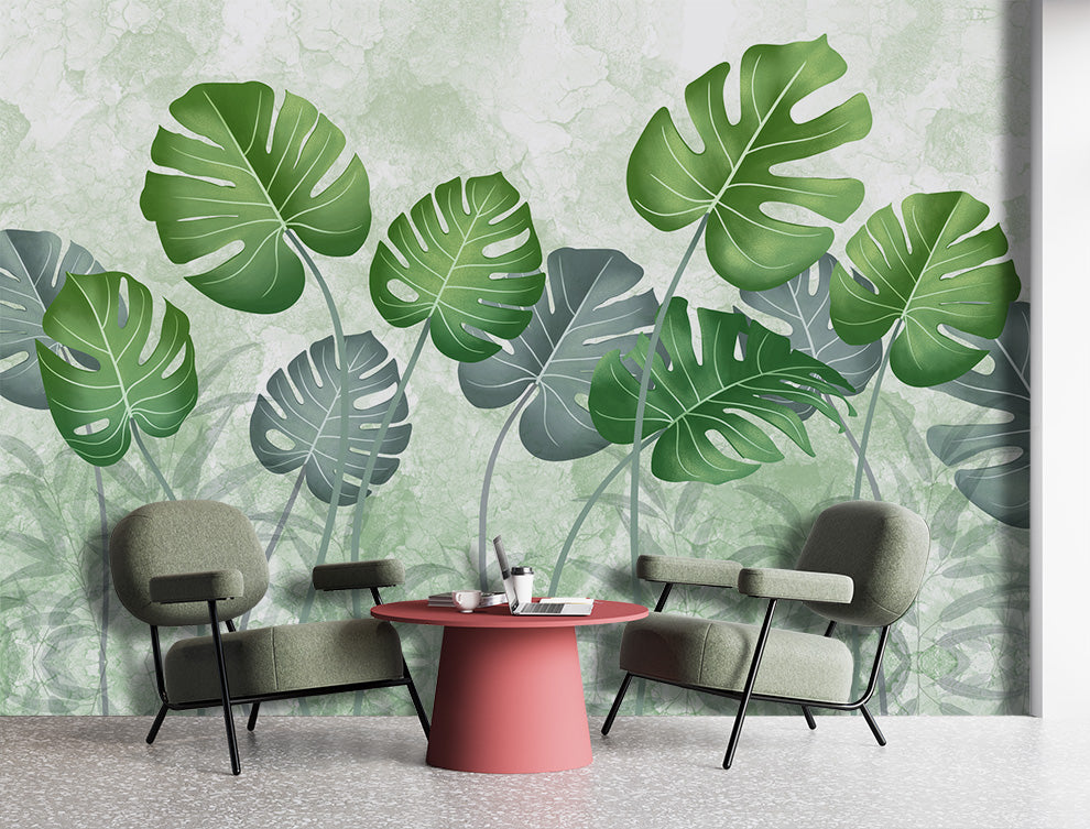 Watercolor Green Tropical Wallpaper
