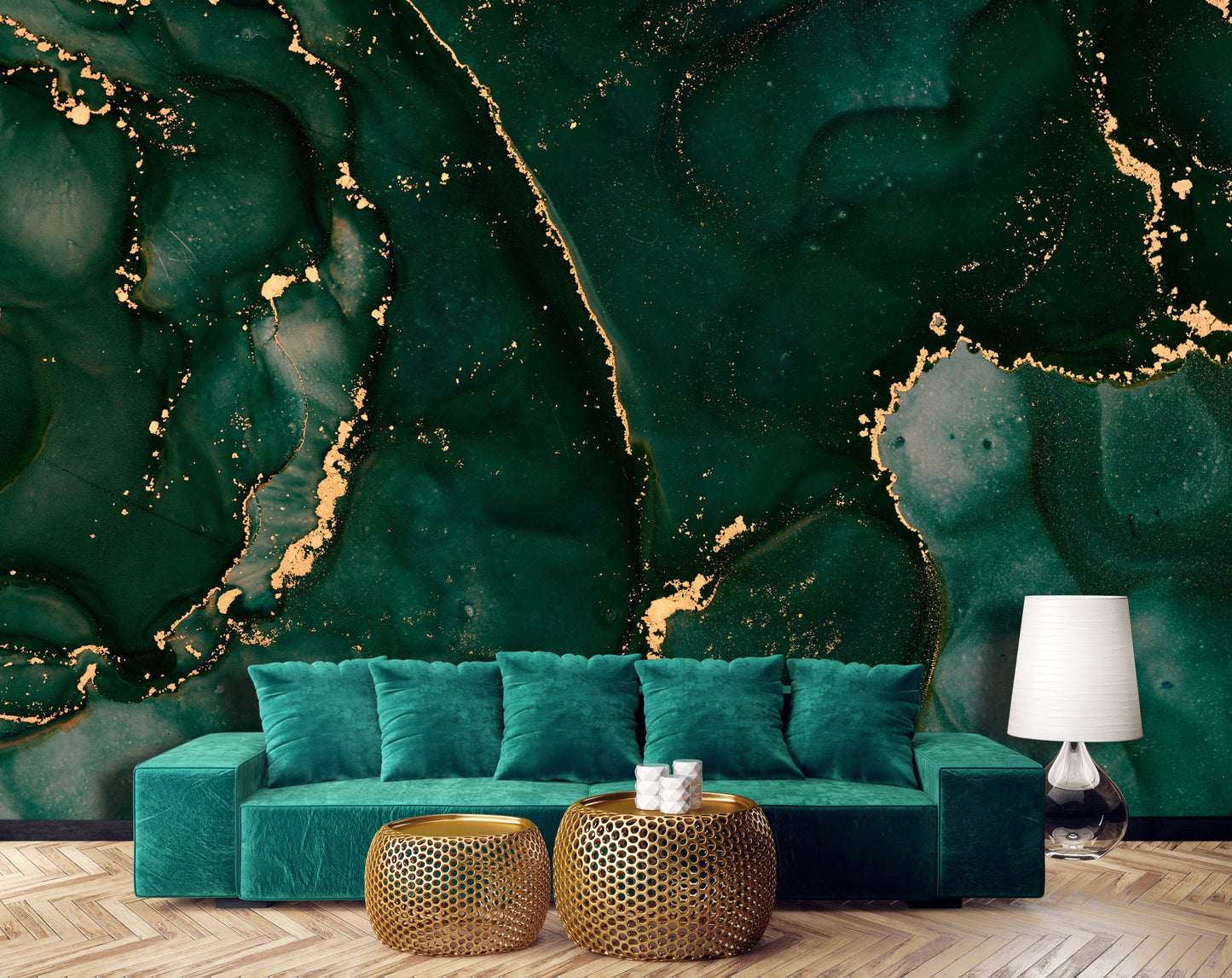 Green Gold Abstract Marble Wallpaper