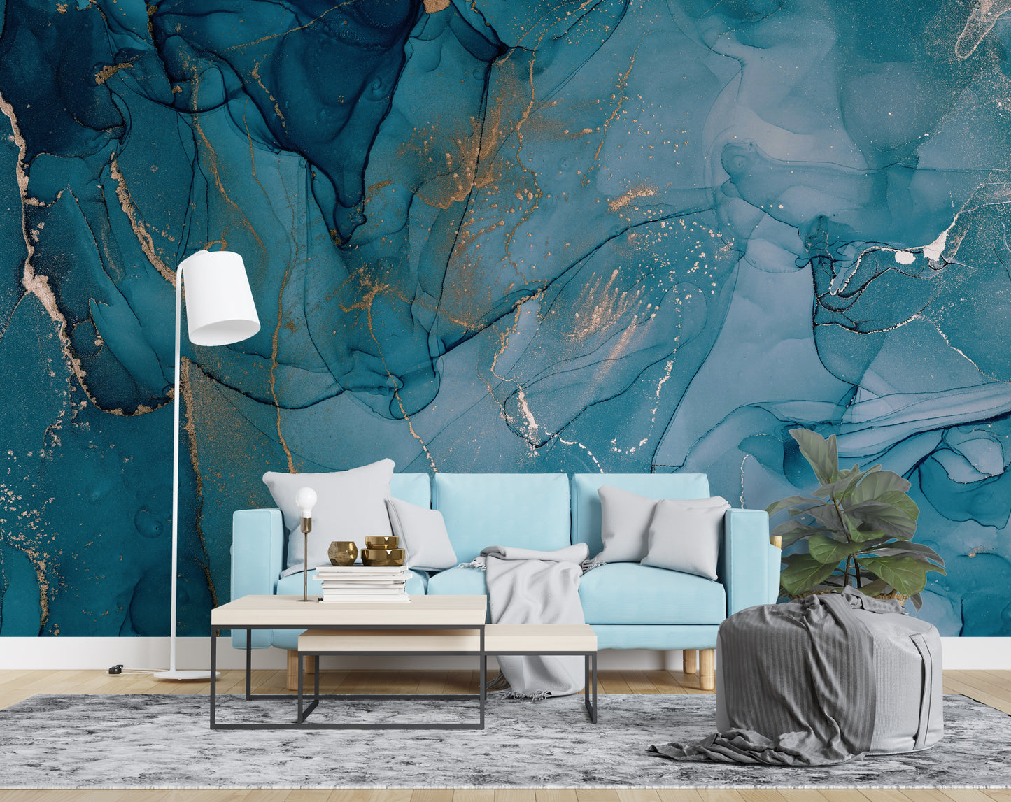 Blue Marble Abstract Wallpaper | Marble Wall Mural