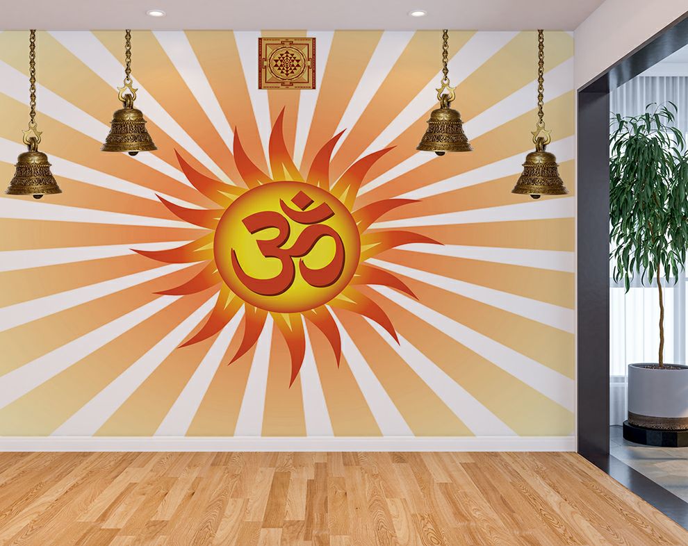 Om Art Wallpaper For Pooja Room | Om wallpaper for walls