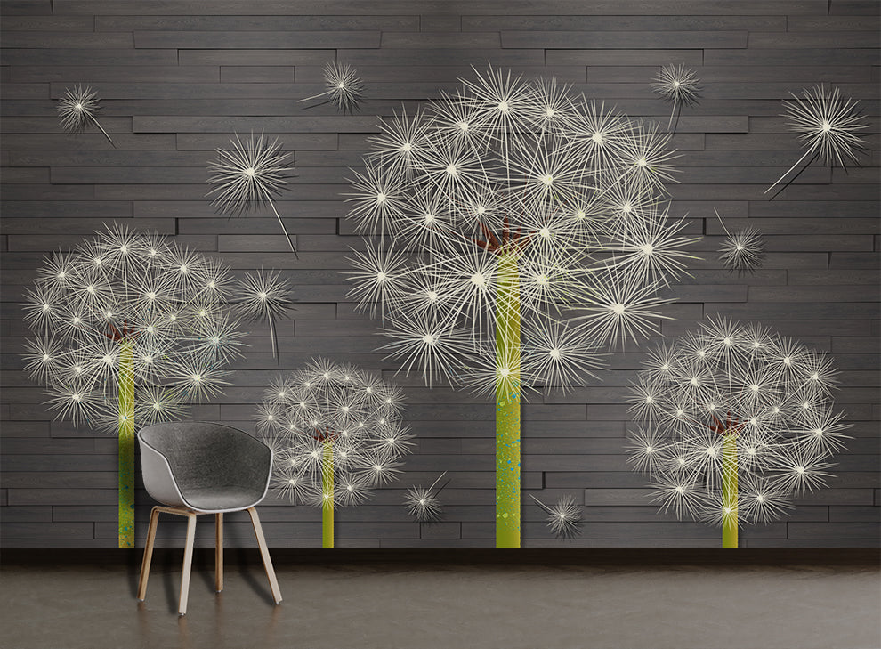 Dandelion Flowers Floral Leaves Wallpaper