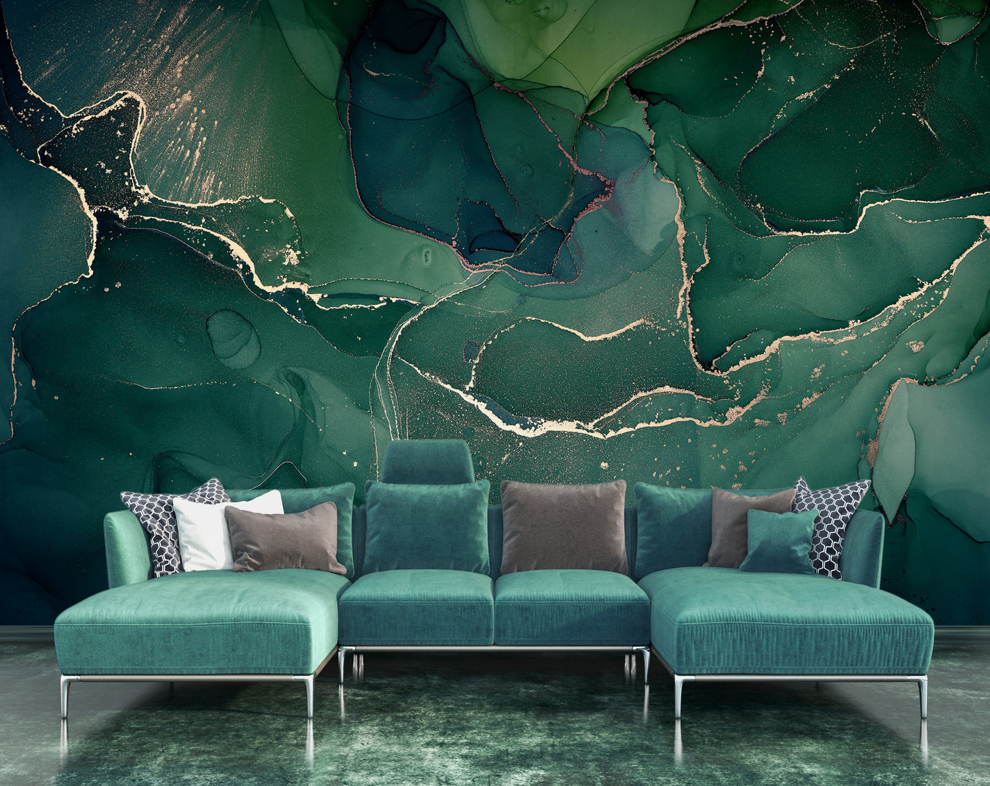Abstract Marble Wallpaper | Mural Green Marble Wallpaper