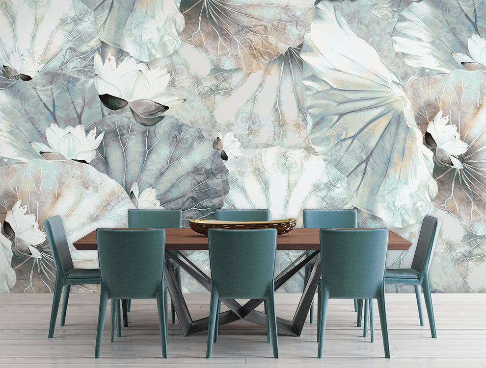 Dining Room - Chinese Style Flowers – Chinoiserie Wall Mural Wallpaper, Custom Size