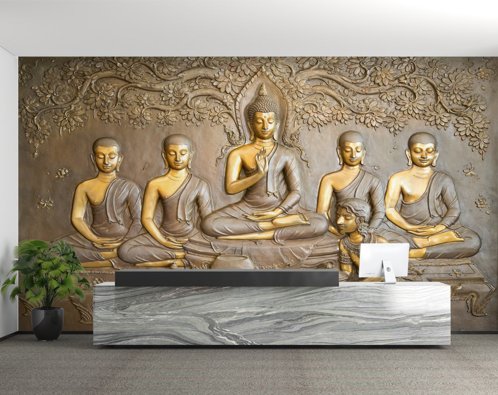 Customize 3D Wallpaper with Gautam Buddha And Shish WAllpaper