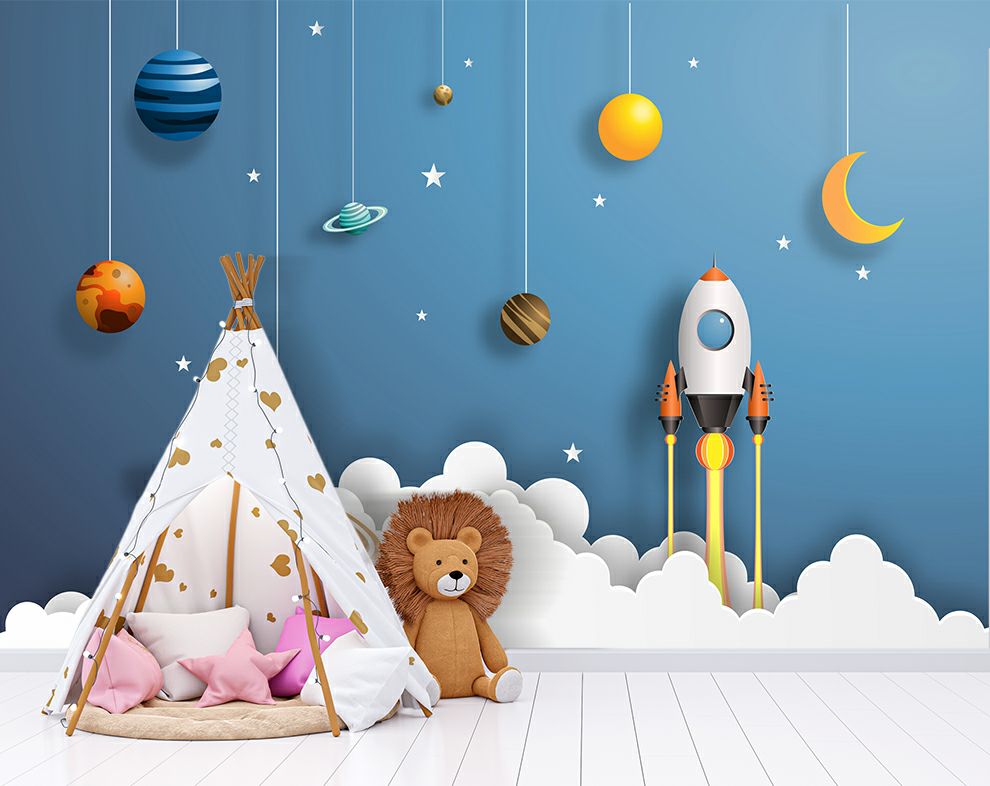 Kids 3D Mural Space 3D Wallpaper