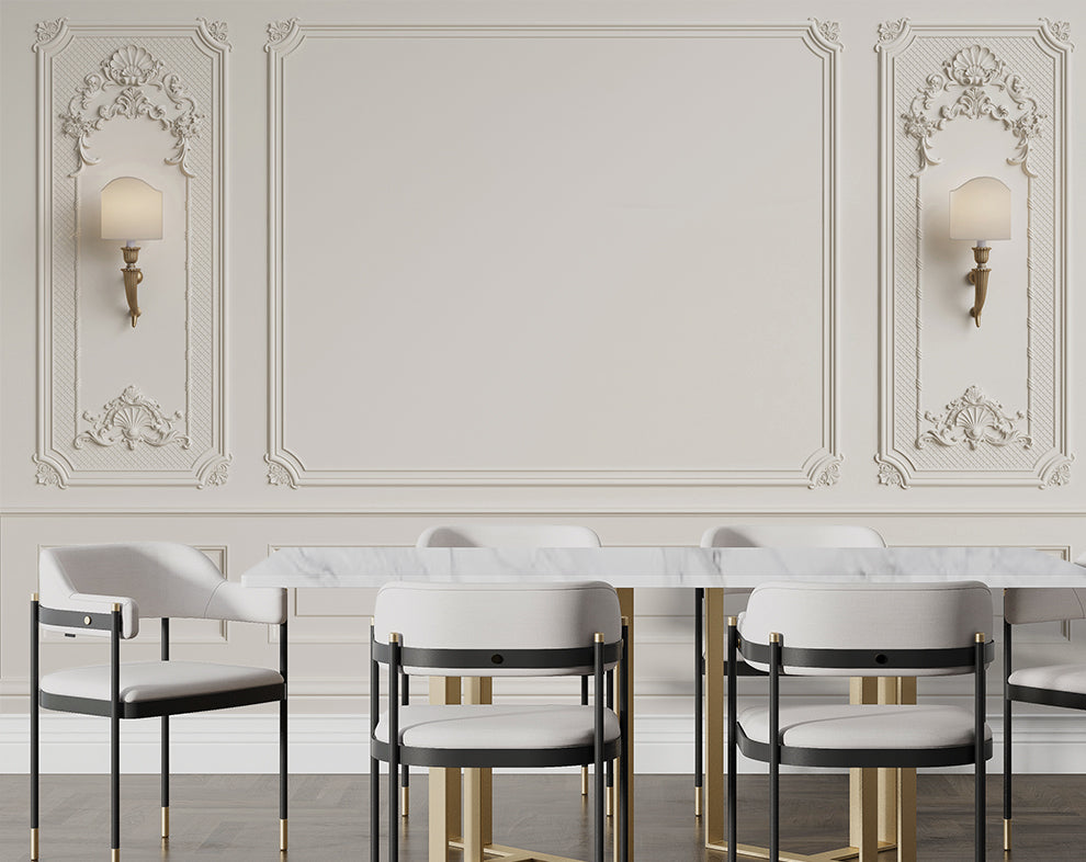 White Plaster Line 3D Wallpaper