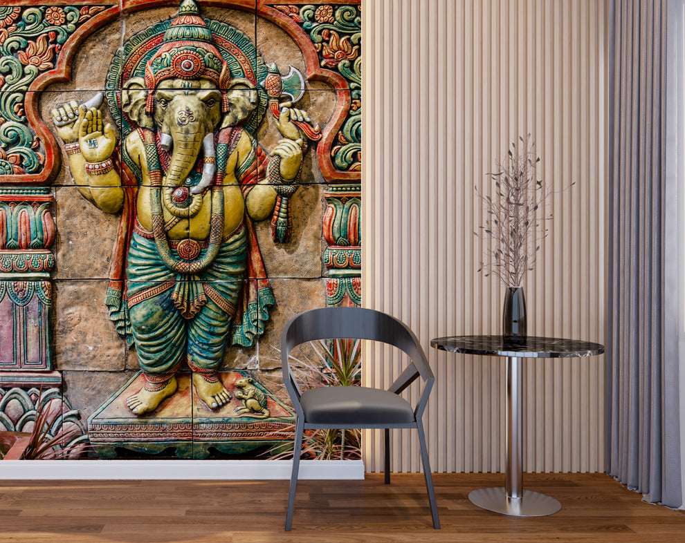 3d colourful lord ganesh wallpaper | Devotional wallpaper for walls