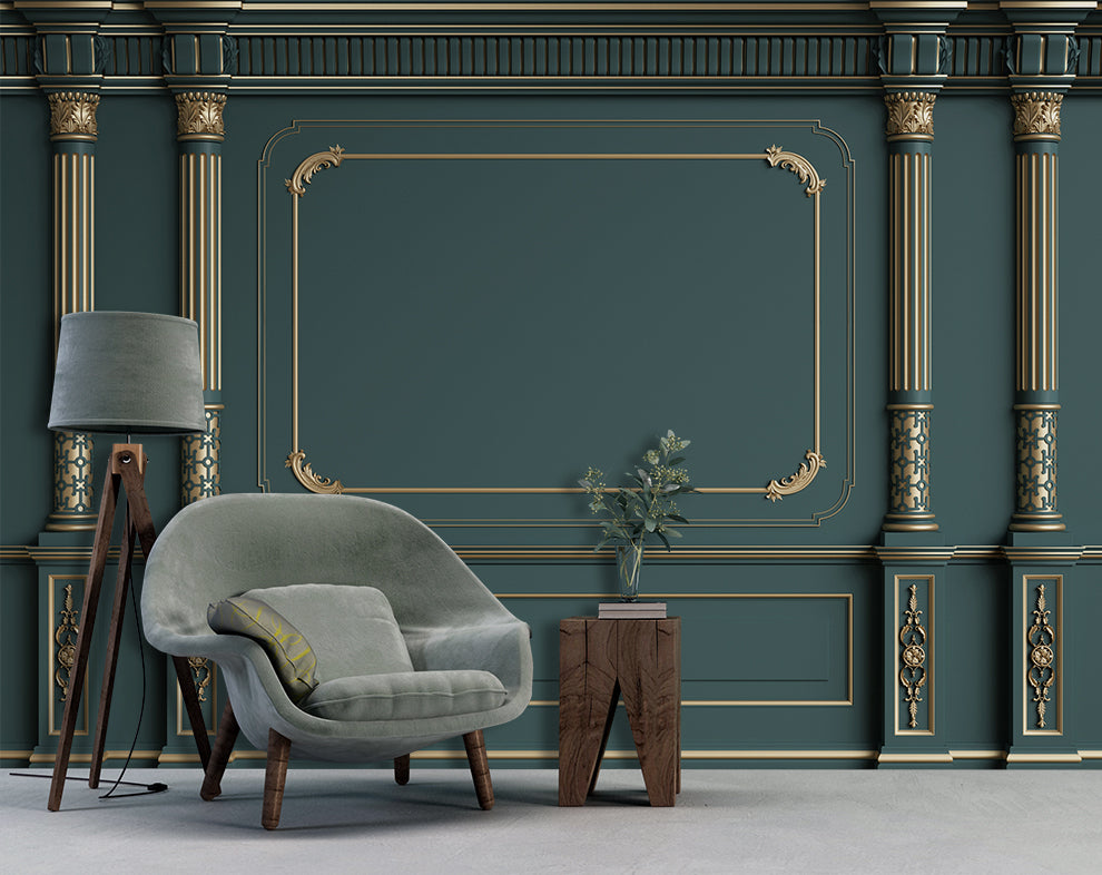 Classic Interior Blue Color Wallpaper For Bedroom