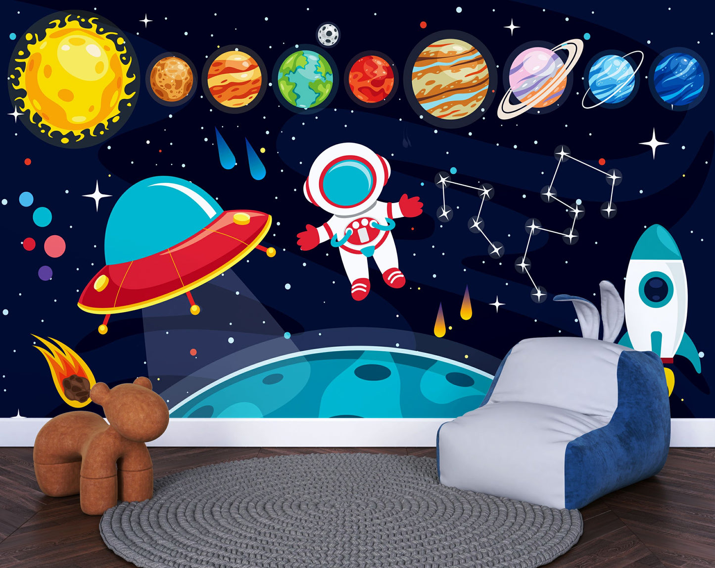 Colorful Planets Of Solar System Kids Wallpaper
