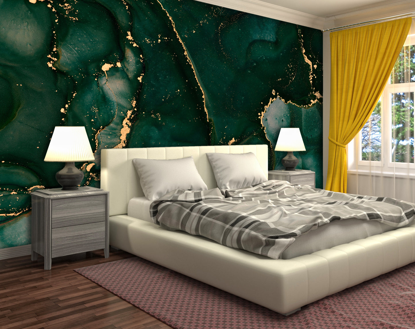 Green Gold Abstract Marble Wallpaper