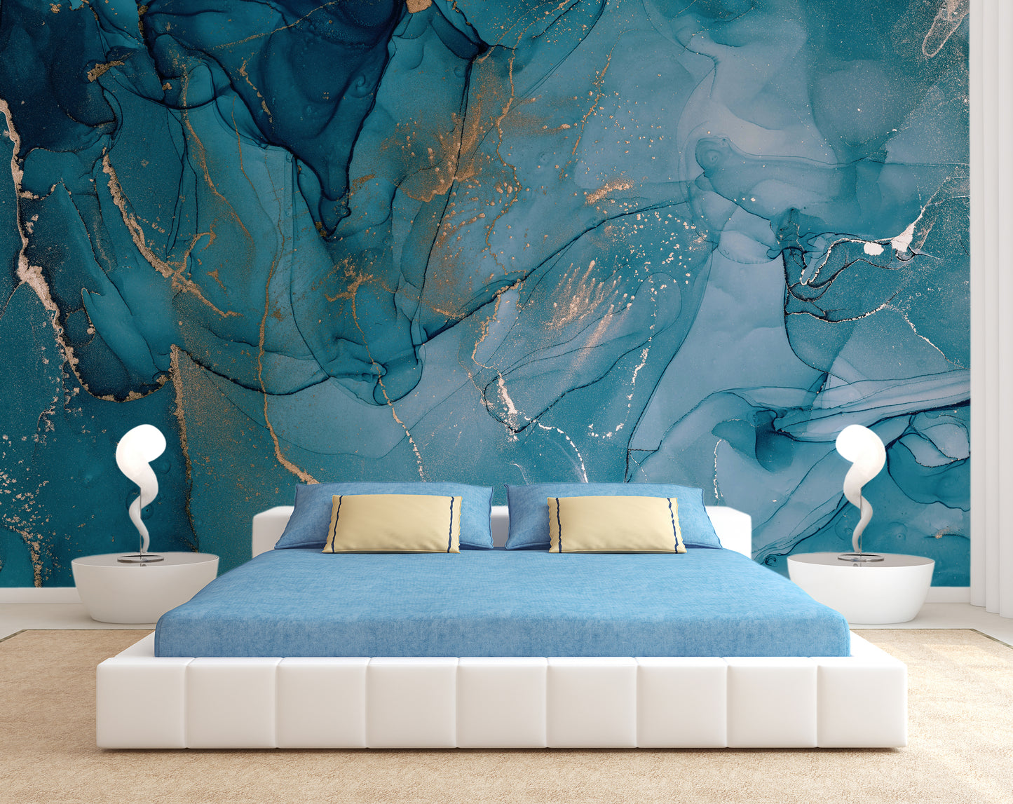 Blue Marble Abstract Wallpaper | Marble Wall Mural