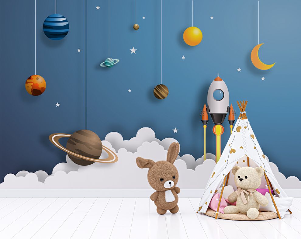 Kids 3D Mural Space 3D Wallpaper