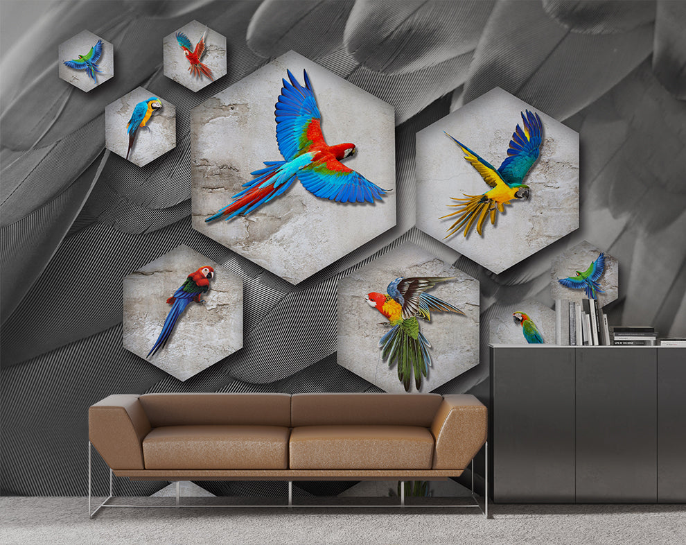 Modern beautiful parrot wallpaper