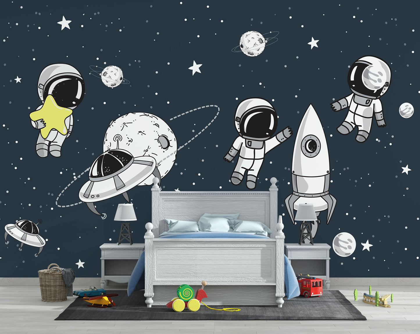 Beautiful Space Planet Starry Sky Wallpaper | Kids Room Wallpaper