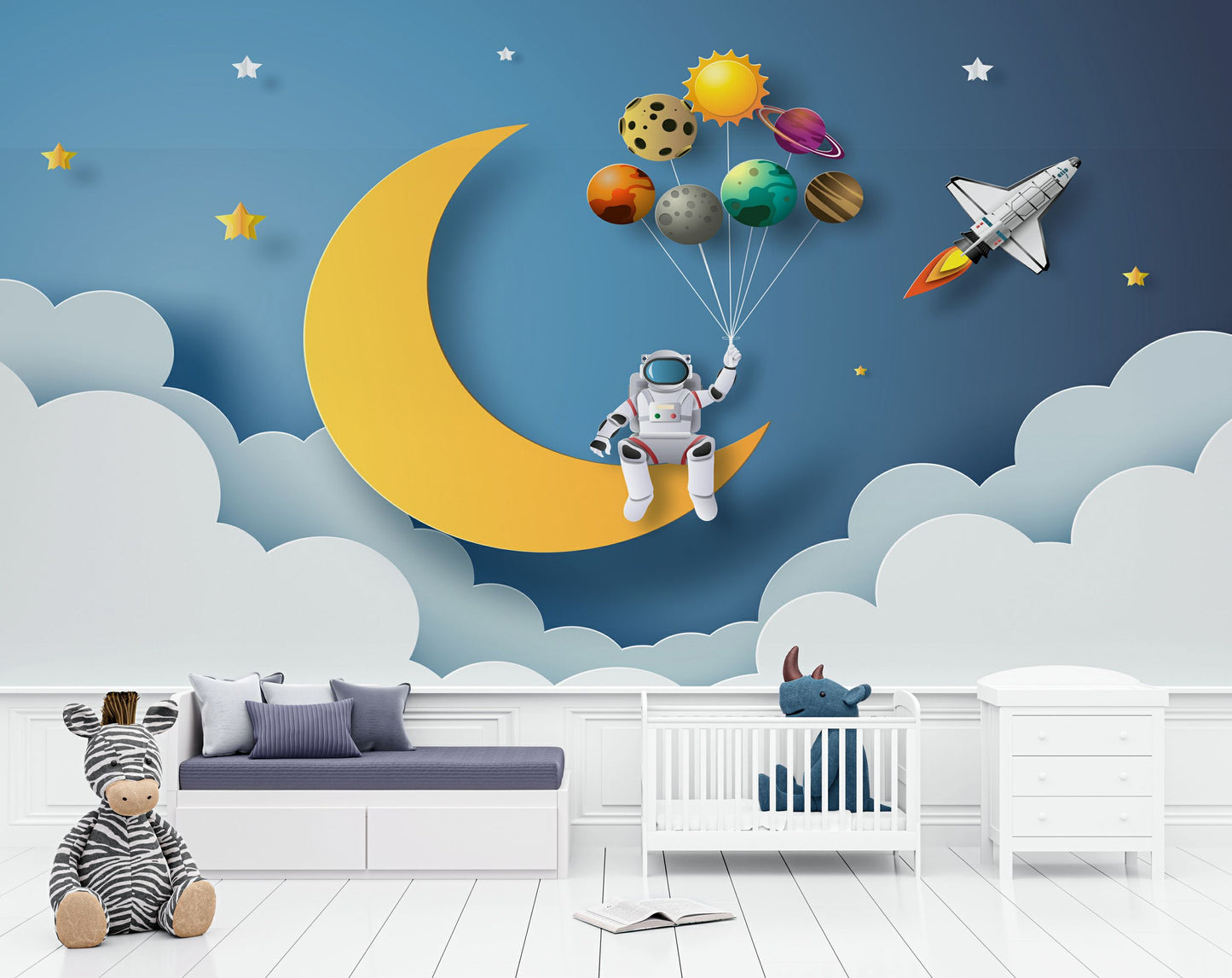 Star Space Wallpaper | Kids Room Wallpaper | Nursery Baby Wallpaper