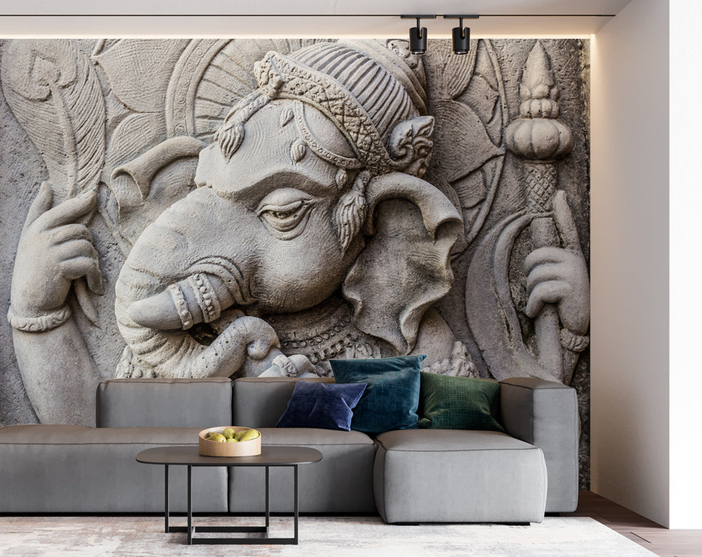 3d Lord Ganesha wall mural wallpaper | 3d Ganesha hallway wallpaper