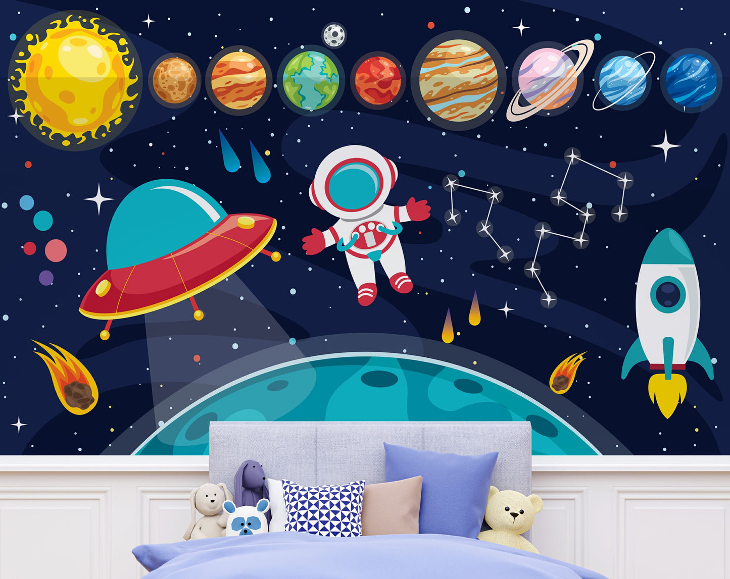Colorful Planets Of Solar System Kids Wallpaper