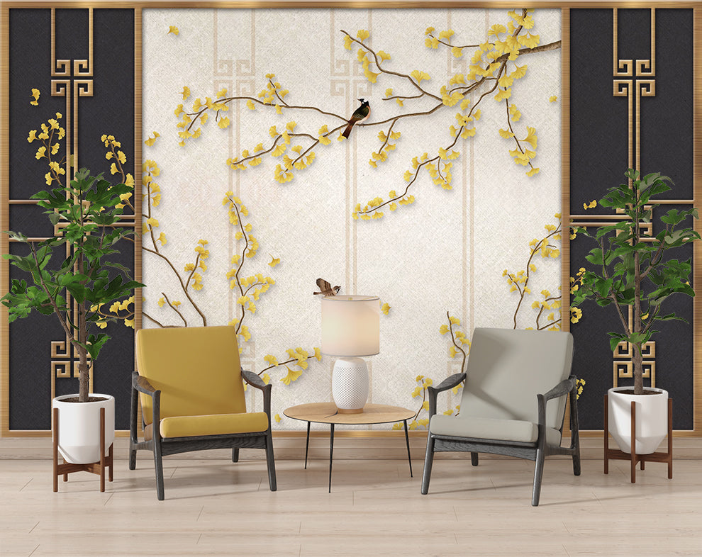 3d chinese floral and bird wallpaper