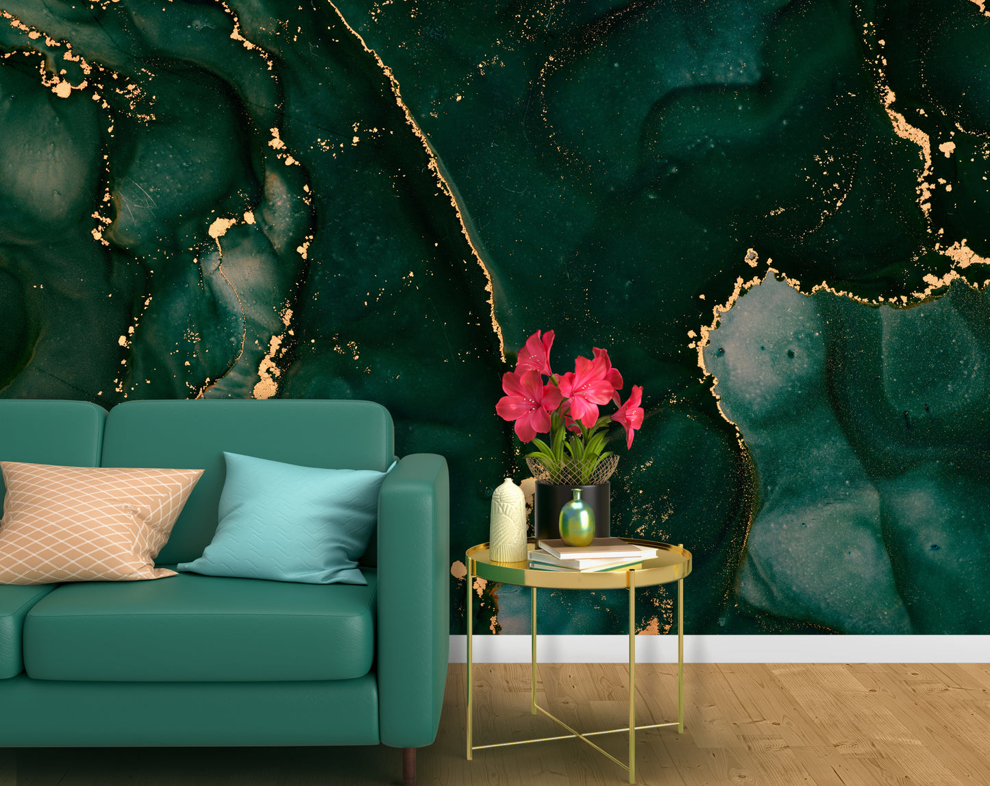 Green Gold Abstract Marble Wallpaper