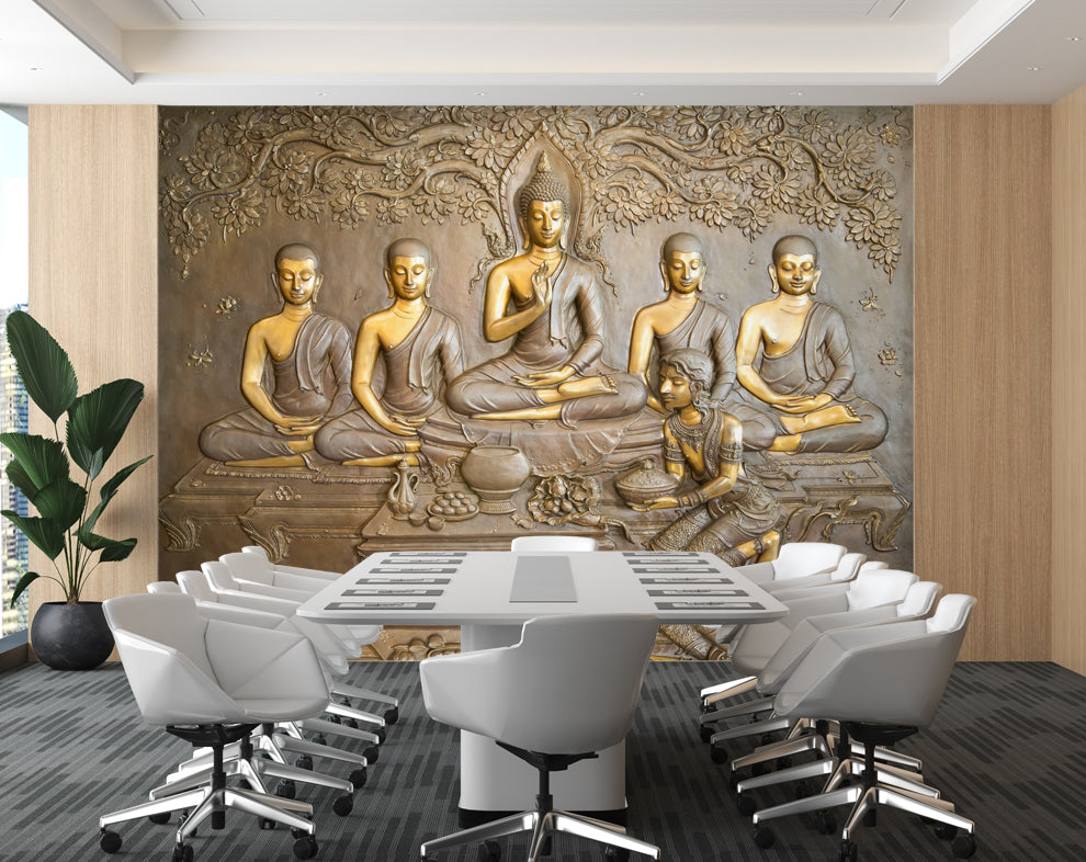 Customize 3D Wallpaper with Gautam Buddha And Shish WAllpaper