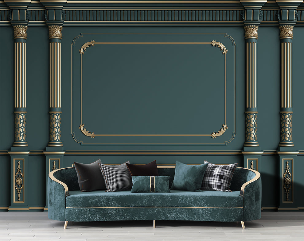 Classic Interior Blue Color Wallpaper For Bedroom