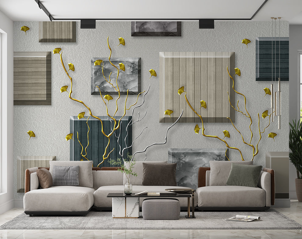 3D Square Art Wallpaper | Living Room Wallpaper