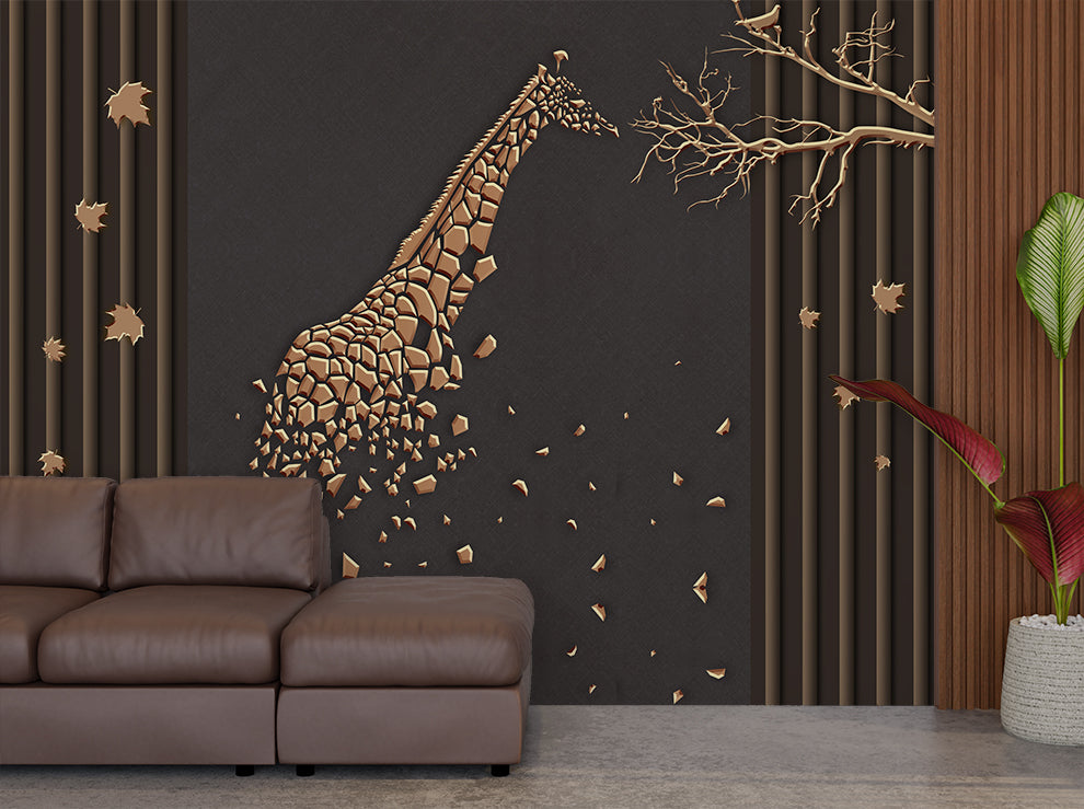 3d Creative giraffe art wallpaper